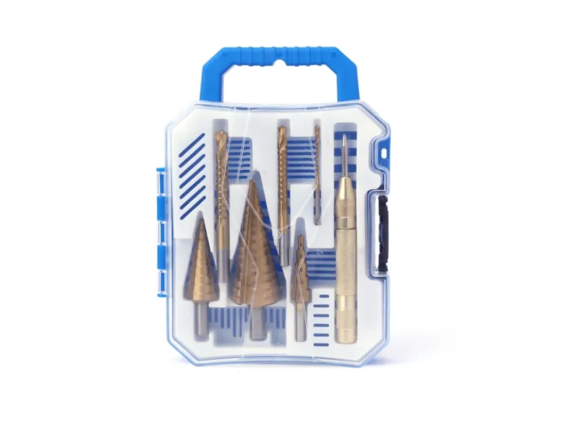 Conjunto de broca escalonada de 7 unidades e broca dente de serra