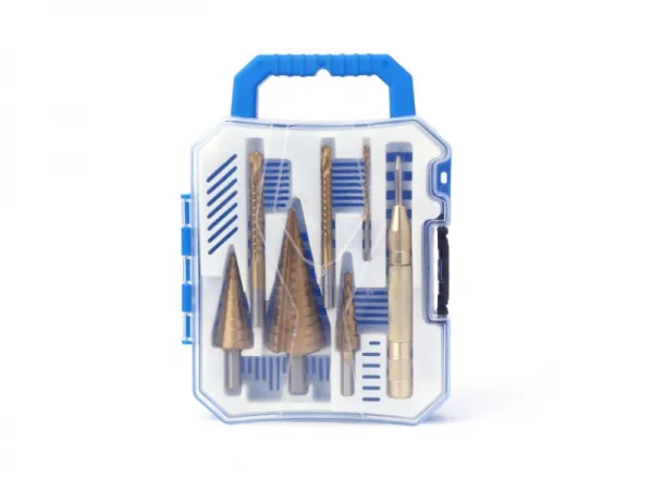 Conjunto de broca escalonada de 7 unidades e broca dente de serra